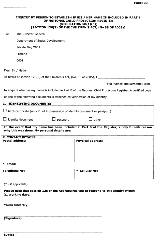 R261 Form 30