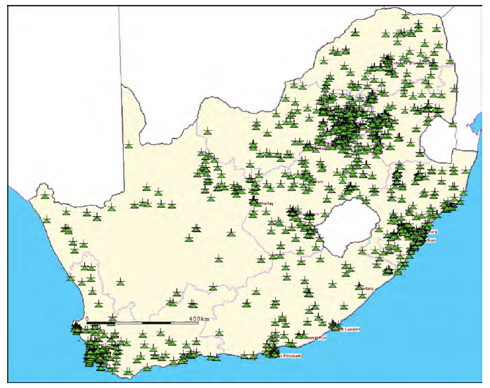 1.9.3 Areas where licensed frequencies are operational