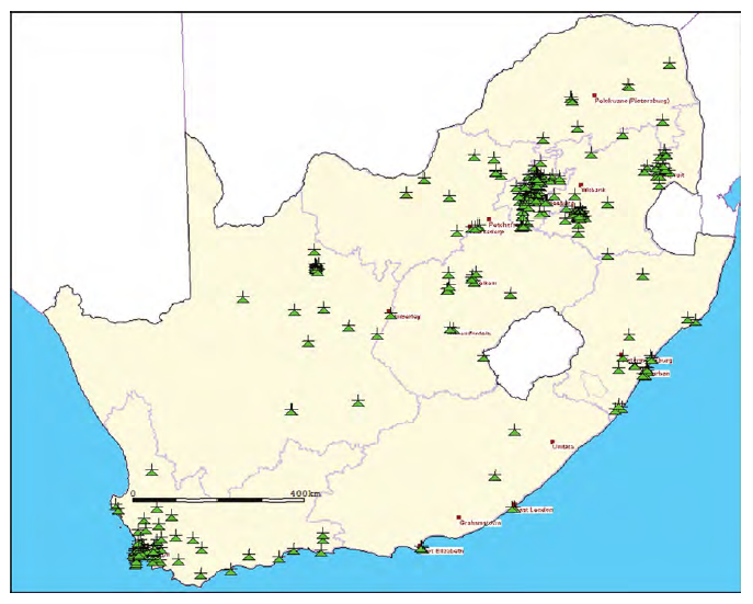 1.7.3 Areas where licensed frequencies are operational