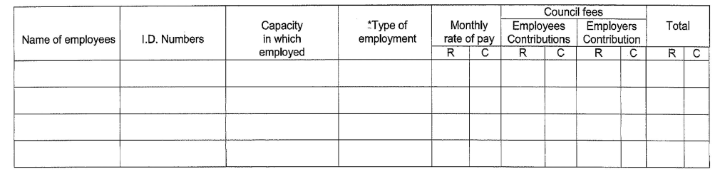 R632 Monthly Return of Employees