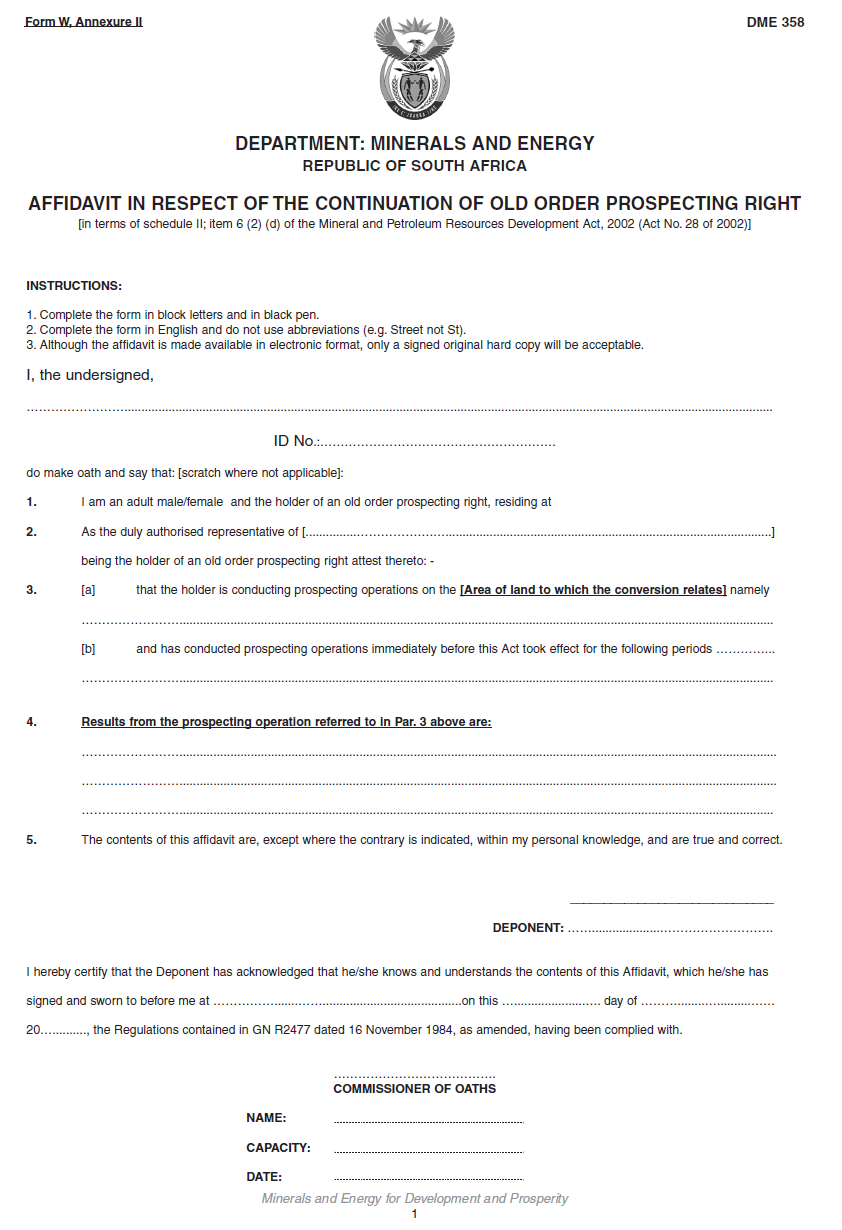 Annexure II Form W