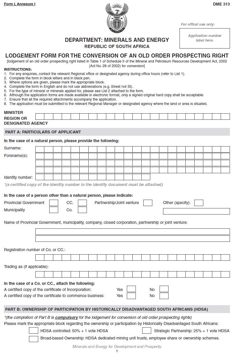 Annexure I Form I (1)