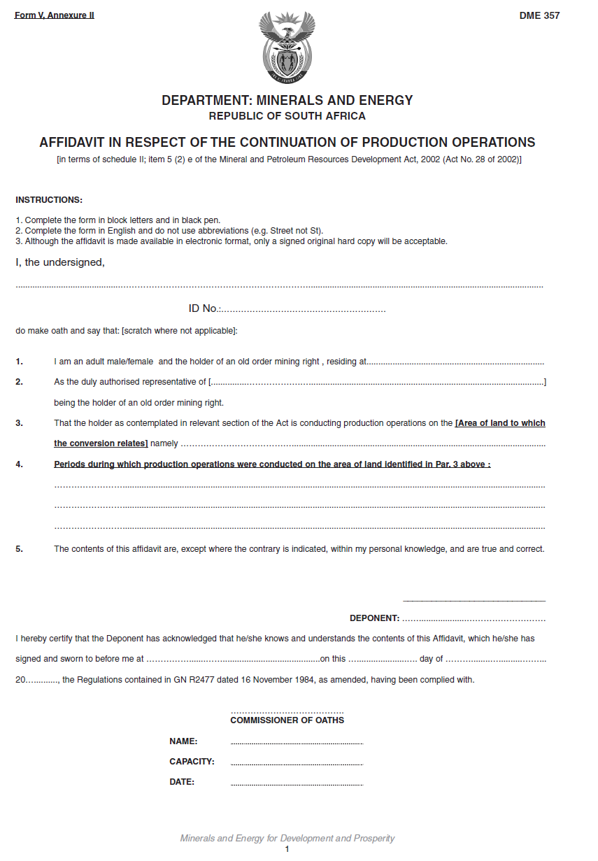 Annexure II Form V