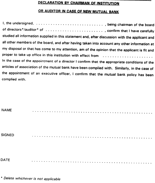 R2508 39. Form DI020 Declaration by Chairman