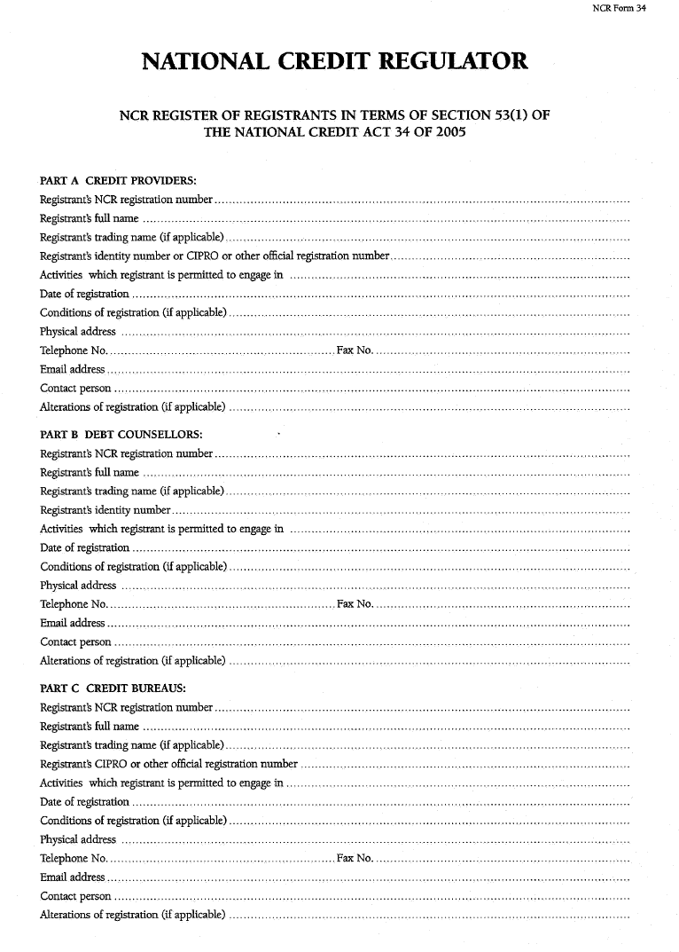 NCR Form 34