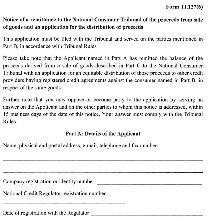 Rules Part 7 Form TI.127(6)(page 1)