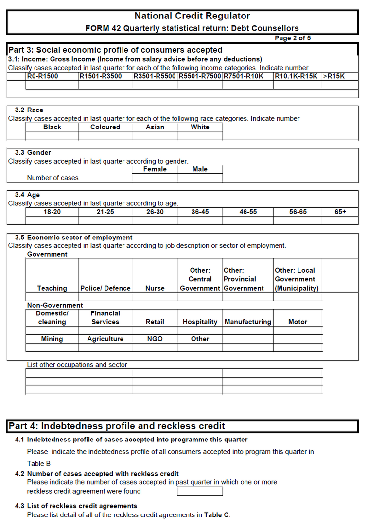 NCR Form 42 (Page 2)