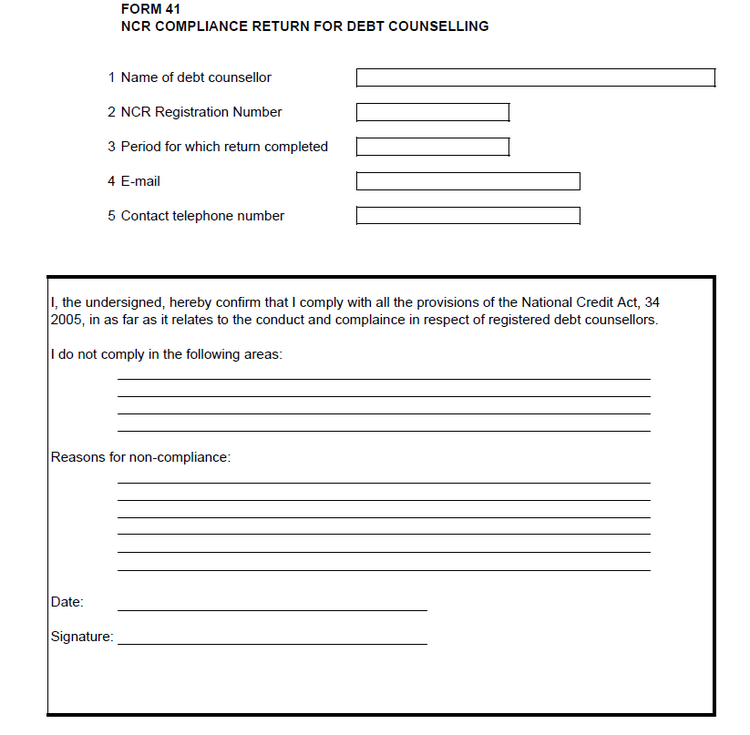 NCR Form 41