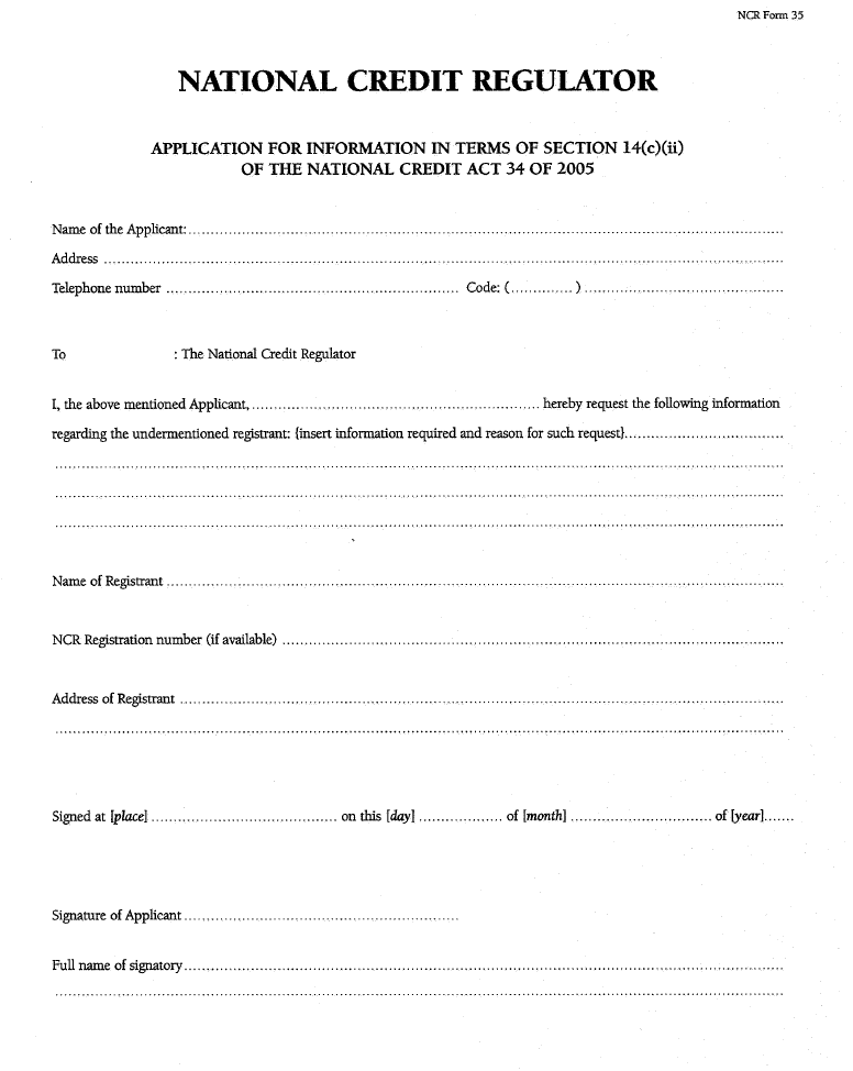 NCR Form 35