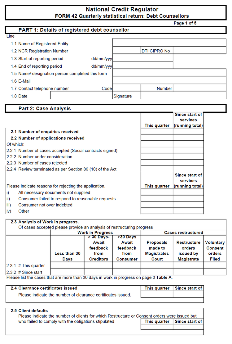 NCR Form 42 (Page 1)