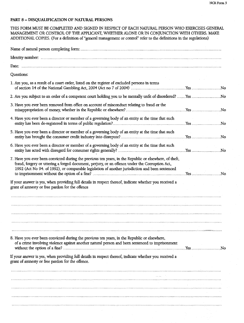 NCR Form 5 (Page 6)