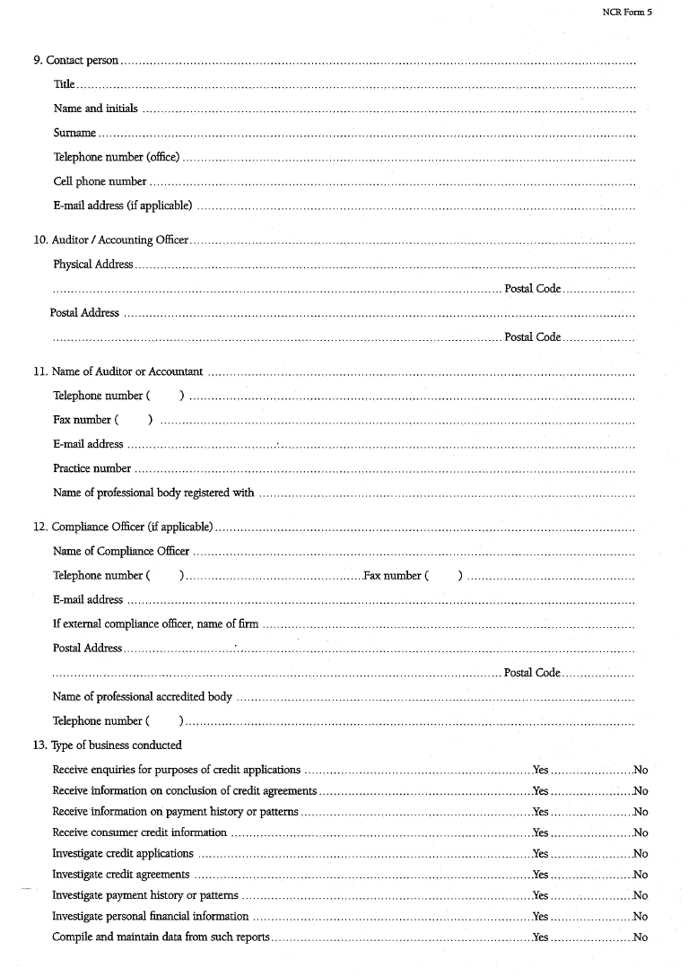 NCR Form 5 (Page 2)