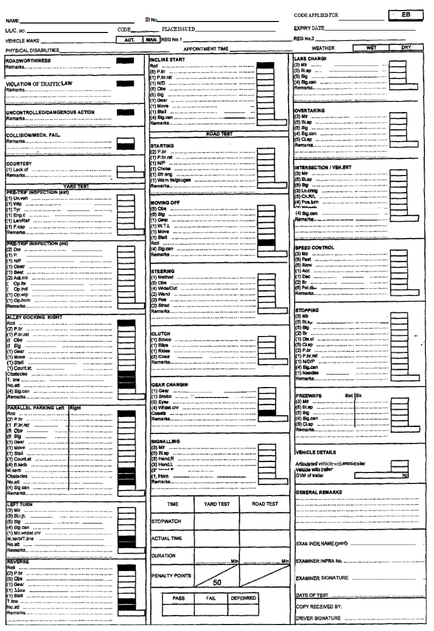 Notices K53 Practical Driving Test For Motor Vehicle Drivers Volume