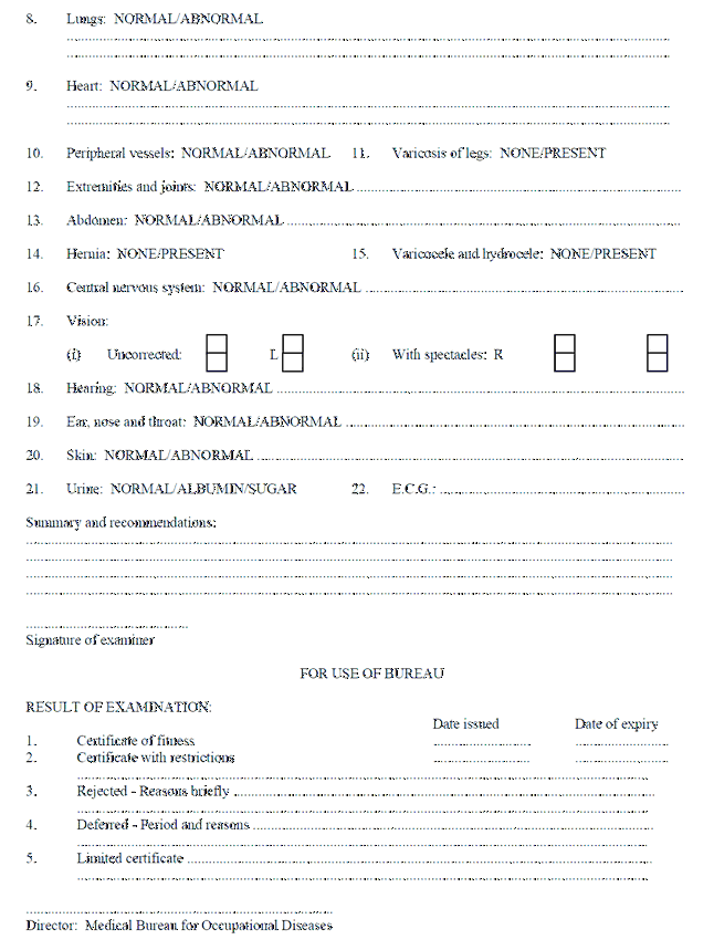 Application for examination for certificate of fitness-(3)