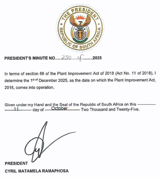 Proc296 Presidents Minute No 230 of 2025